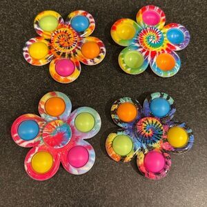 4 Tie-Dye Fidget Spinner Set- Sensory Stress Relief Toys for Kids & Adults